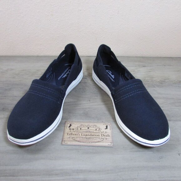 Cloudstepper by Clarks Women's 6 Breeze Step Slip On Flat Sneakers Dark Navy - Picture 2 of 4